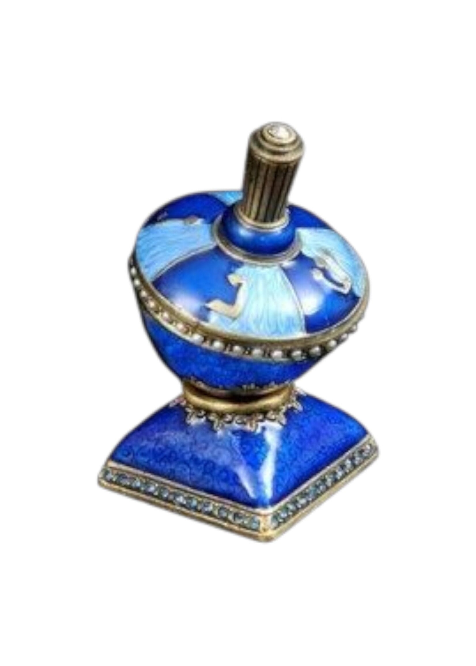 DREIDEL BLUE JEWELED & ENAMELED ON STAND