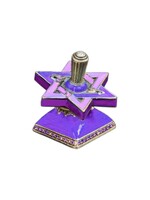 DREIDEL STAR PINK PURPLE JEWELED & ENAMELED ON STAND