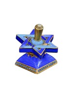 DREIDEL STAR BLUE JEWELED & ENAMELED ON STAND