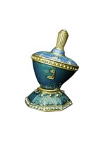 DREIDEL GREEN JEWELED & ENAMELED ON STAND
