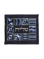 TALLIS BAG EMBROIDERED GEOMETRIC BLUES