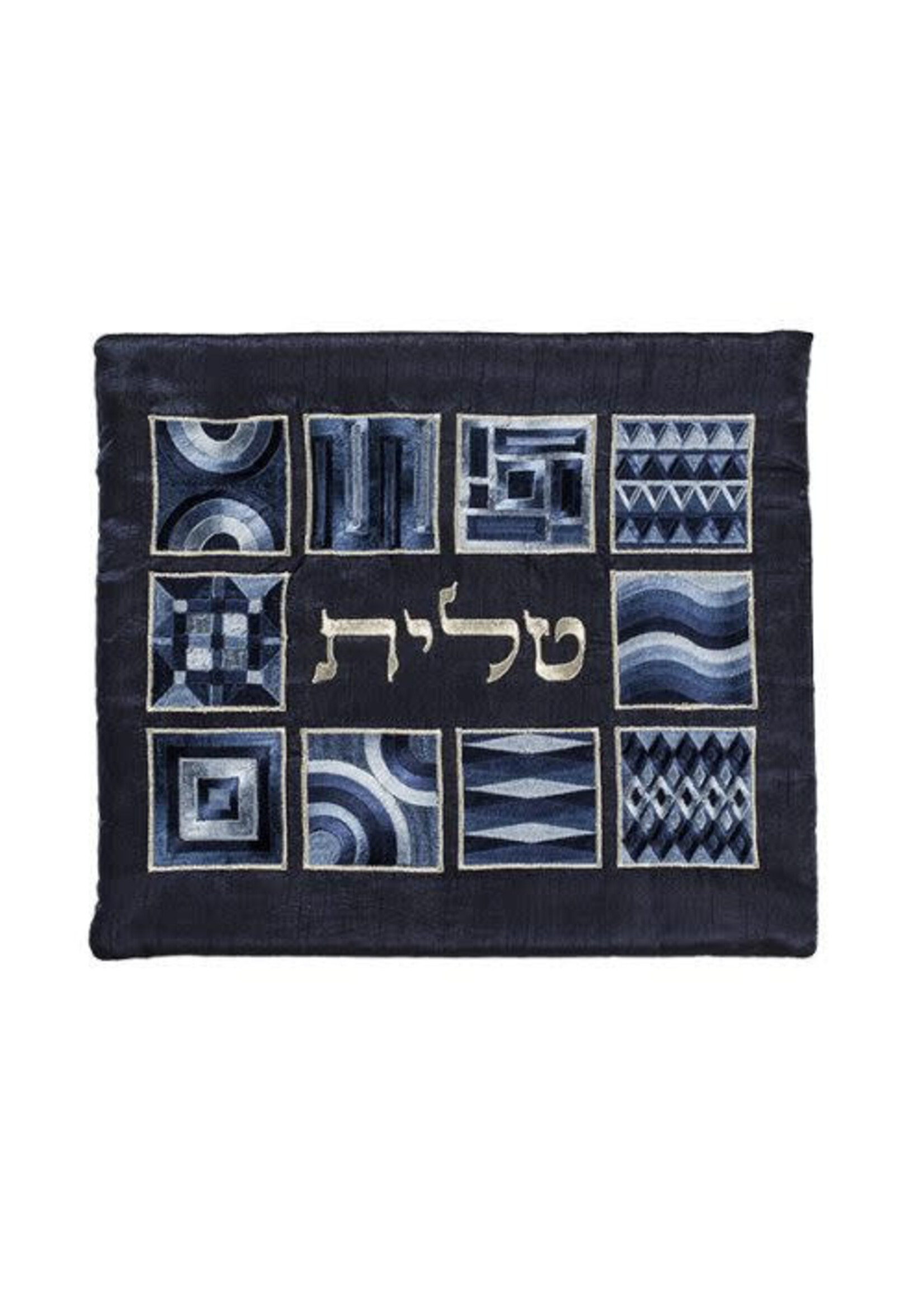 TALLIS BAG EMBROIDERED GEOMETRIC BLUES