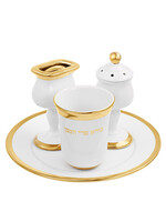 HAVDALAH WHITE CERAMIC GOLD TRIM 4PC SET