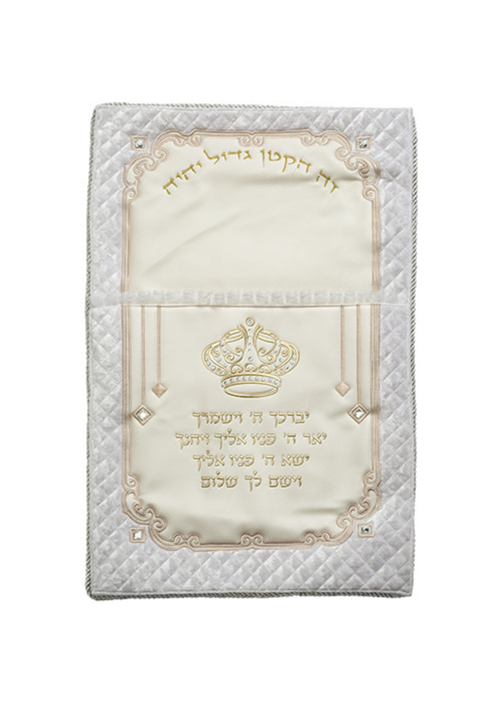 BRIS PILLOW WHITE FAUX LEATHER & CRUSHED VELVET GOLD KOHEN BLESSING