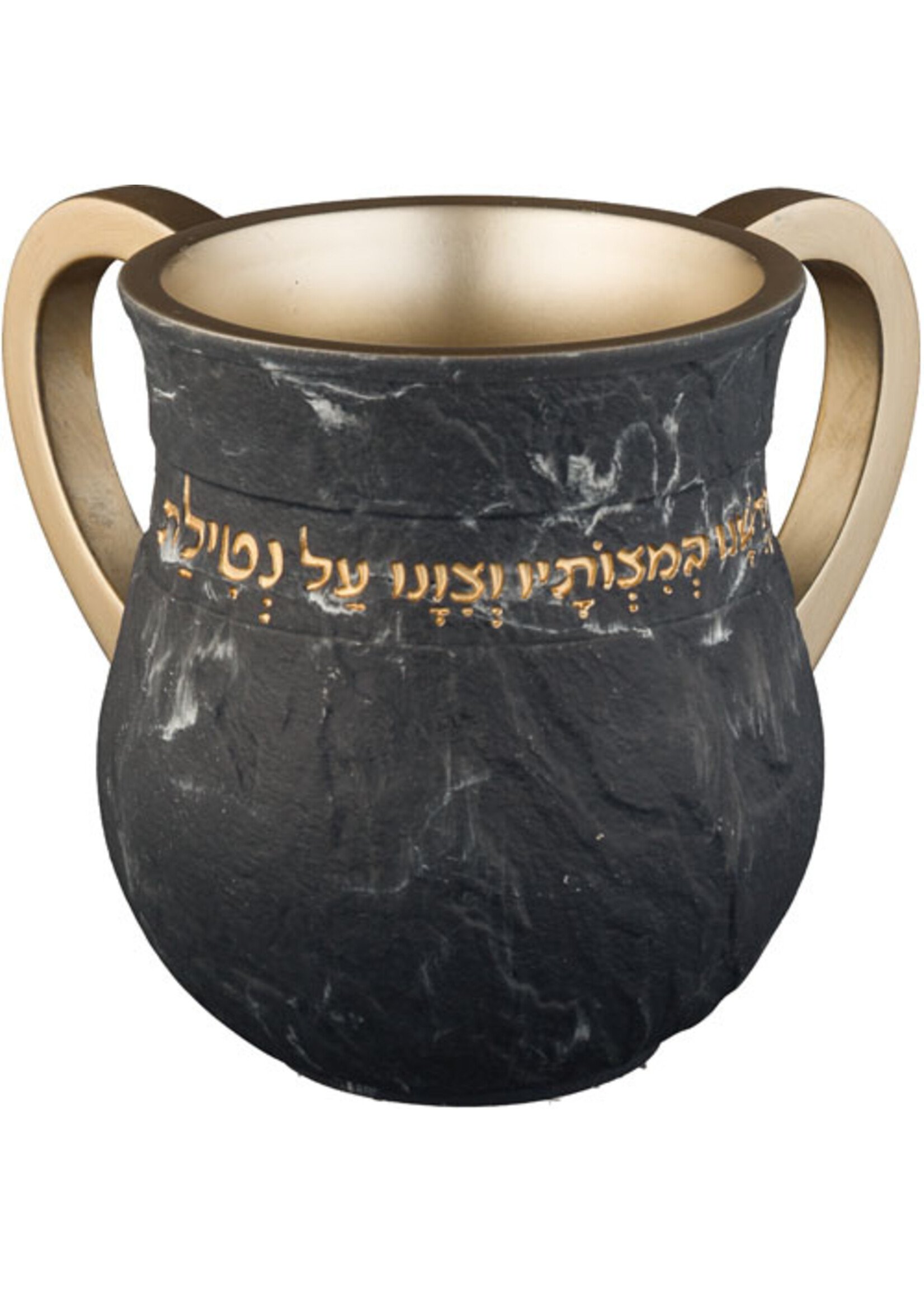 WASHING CUP BLACK SLATE GOLD BLESSING POLYRESIN