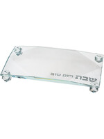 CANDLE TRAY CRYSTAL "SHABBAT V'YOM TOV"