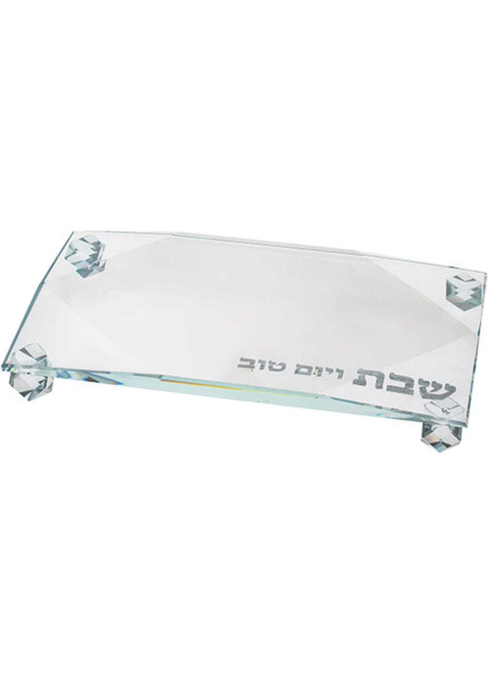 CANDLE TRAY CRYSTAL "SHABBAT V'YOM TOV"