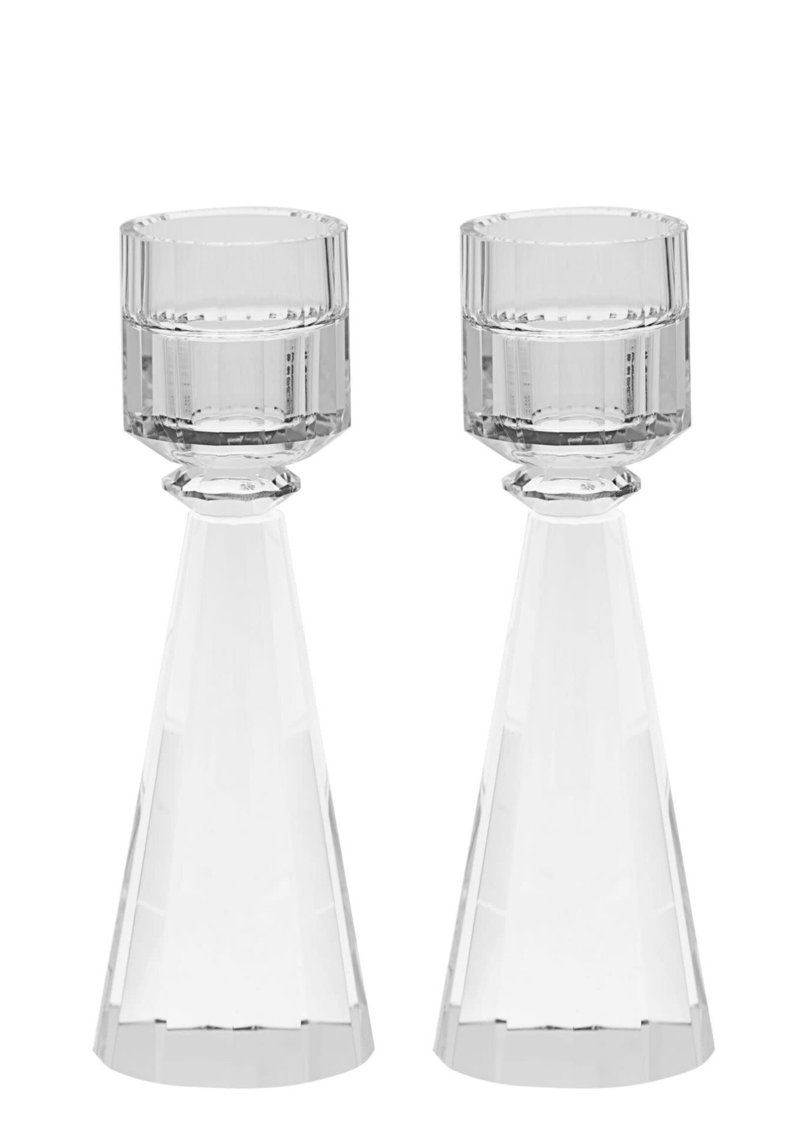 CANDLESTICKS TAPERED CRYSTAL CLEAR LARGE 9.5"