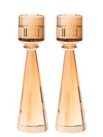 CANDLESTICKS TAPERED CRYSTAL GOLD SMALL 7"
