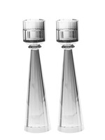 CANDLESTICKS TAPERED CRYSTAL GREY MEDIUM 8.25"