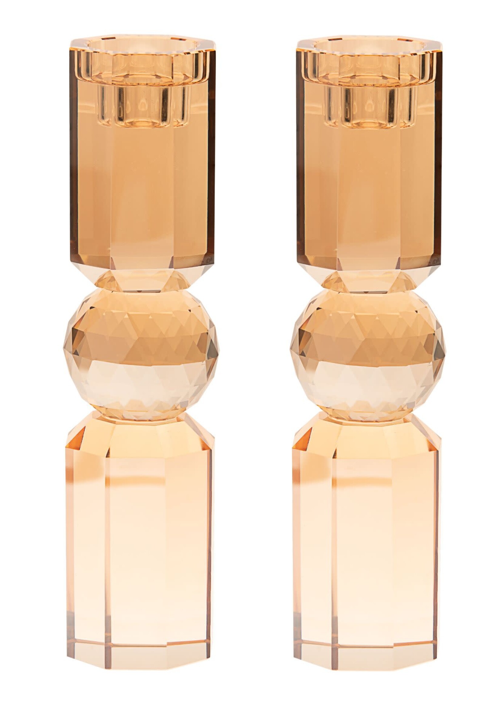 CANDLESTICKS CRYSTAL BALL GOLD LARGE 9.5"