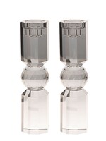 CANDLESTICKS CRYSTAL BALL GREY MEDIUM 8.25"