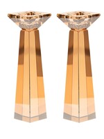 CANDLESTICKS CRYSTAL SQUARE GOLD MEDIUM 8.25"
