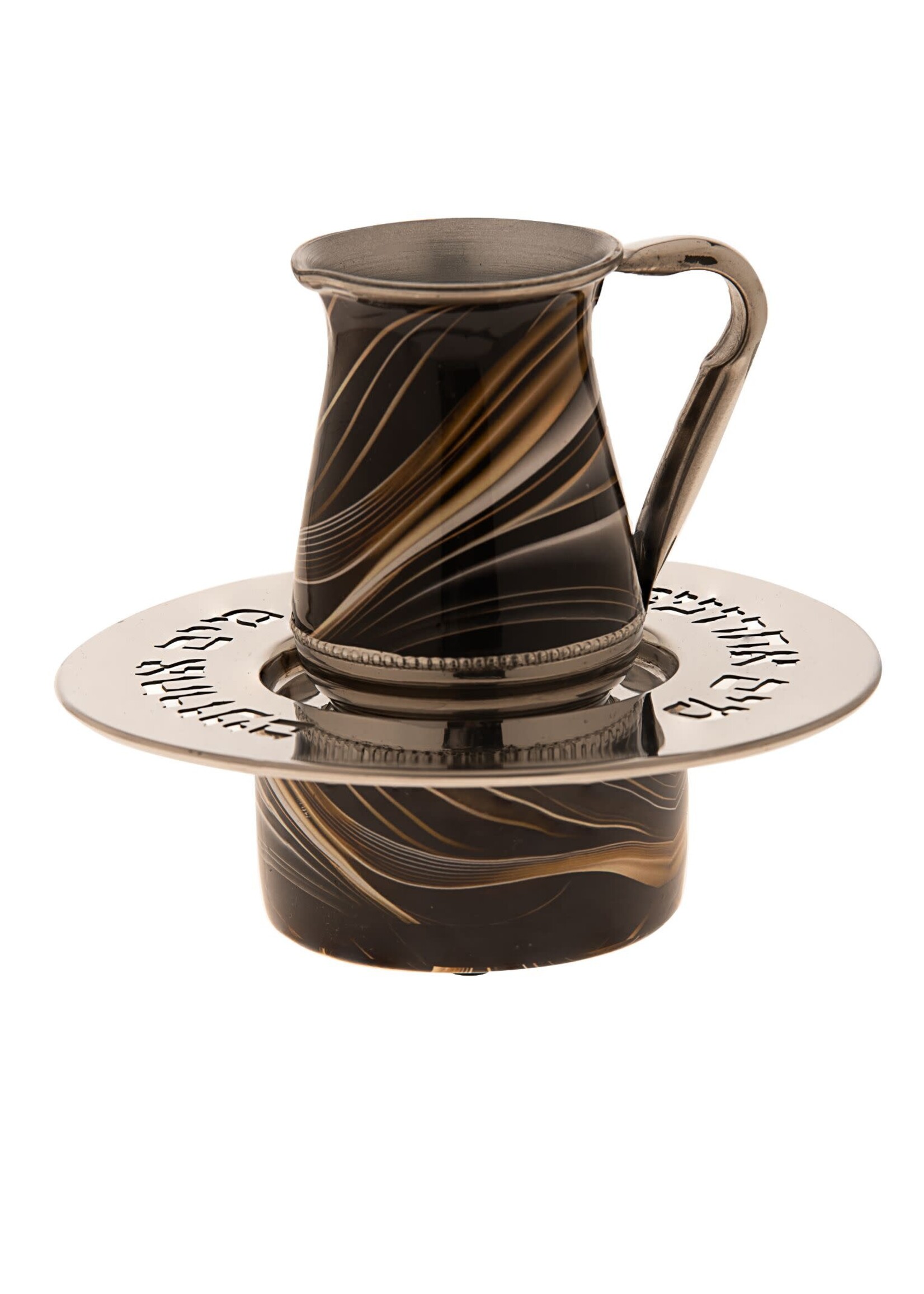 MAYIM ACHRONIM BROWN & GOLD ENAMEL SWIRL ON METAL