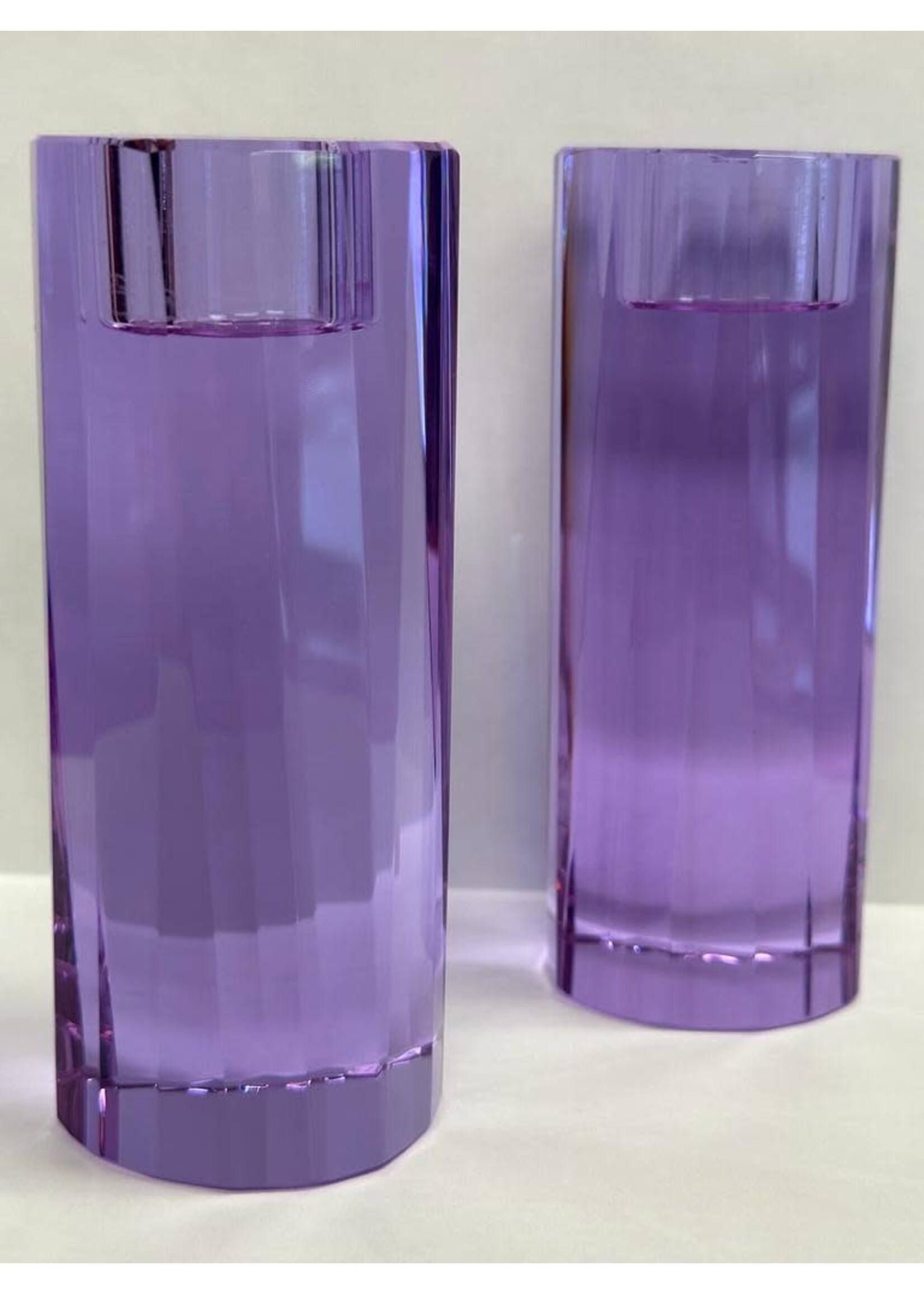 CANDLESTICKS LAVANDER CRYSTAL