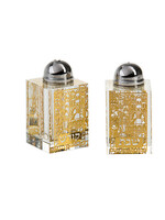 SALT AND PEPPER  CRYSTAL SHAKERS LASER CUT GOLD JERUSALEM