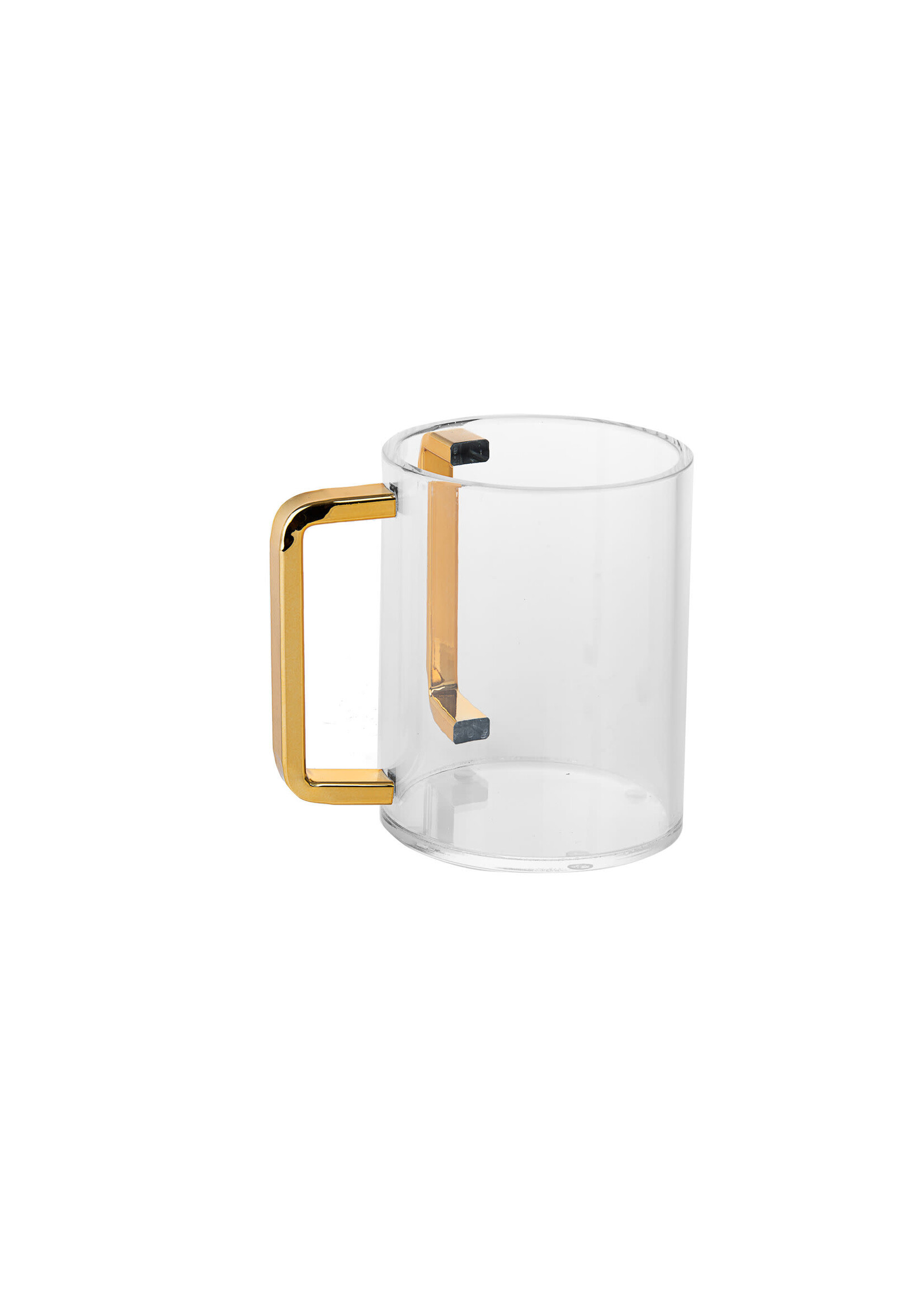 WASH CUP CLEAR ACRYLIC WITH SHINY GOLD HANDLES
