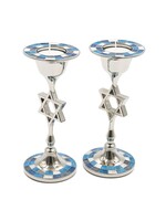 CANDLESTICKS MAGEN DAVID WITH BLUE STONES MOSAIC