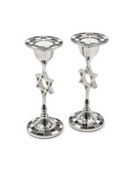 CANDLESTICKS MAGEN DAVID WITH BLACK & GREY STONES MOSAIC