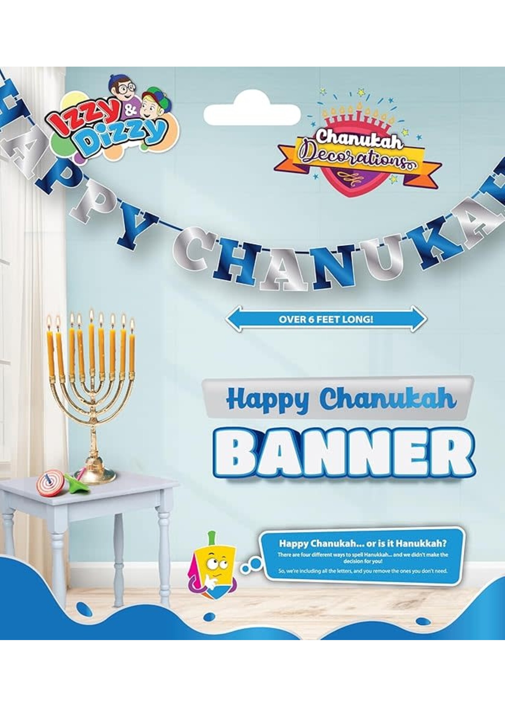HAPPY CHANUKAH BANNER METALLIC