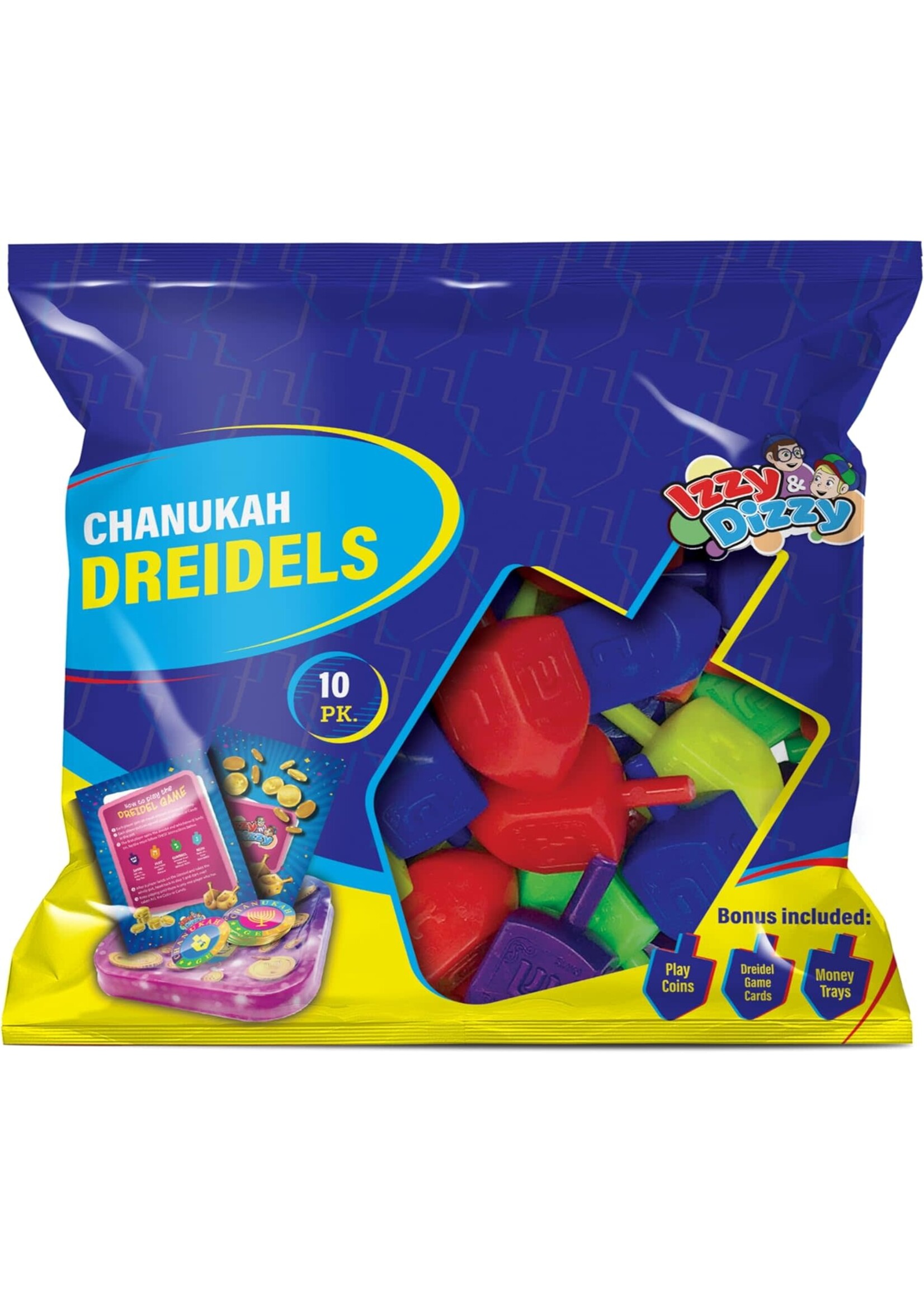 CHANUKAH DREIDEL MUTI COLOR - 10 PACK