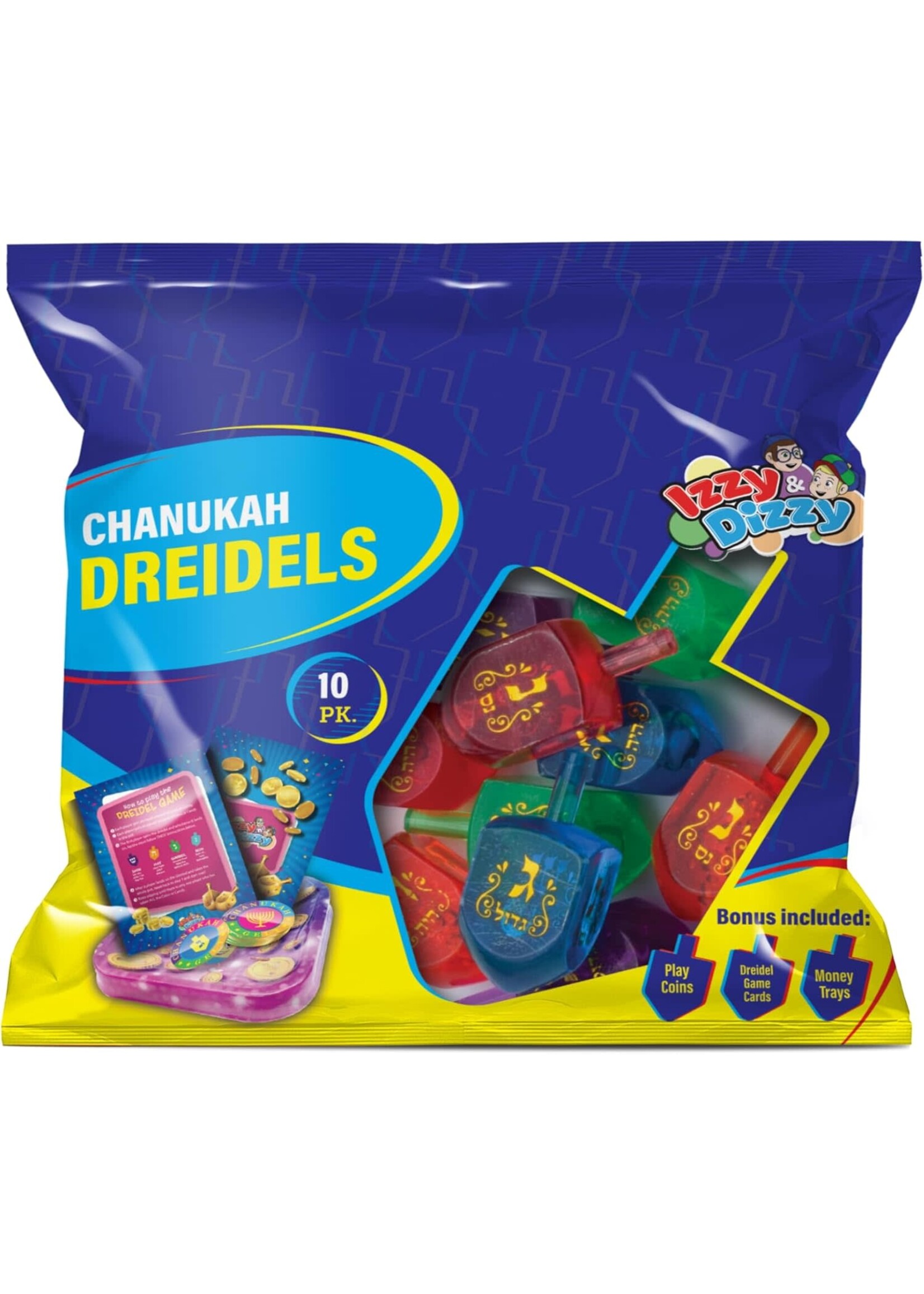 DREIDEL COLORFUL LUCITE 10 PACK