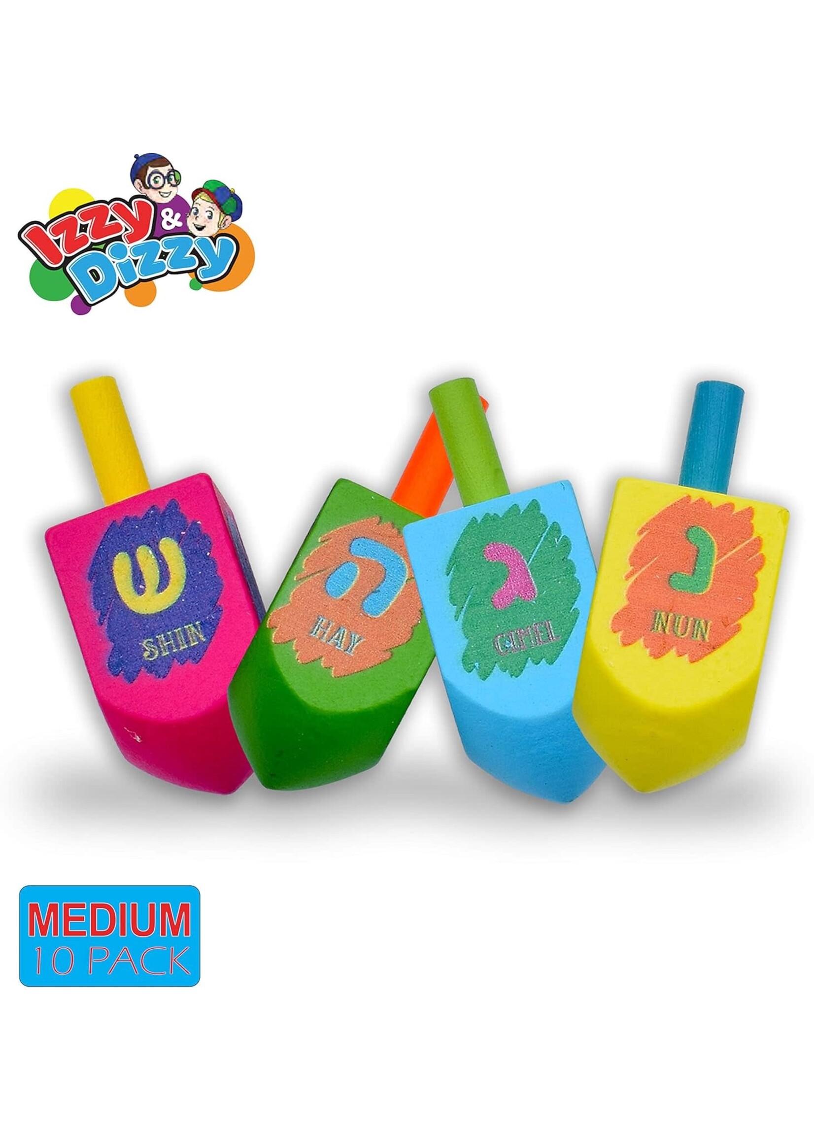 DREIDEL COLORFUL WOOD 10 PACK