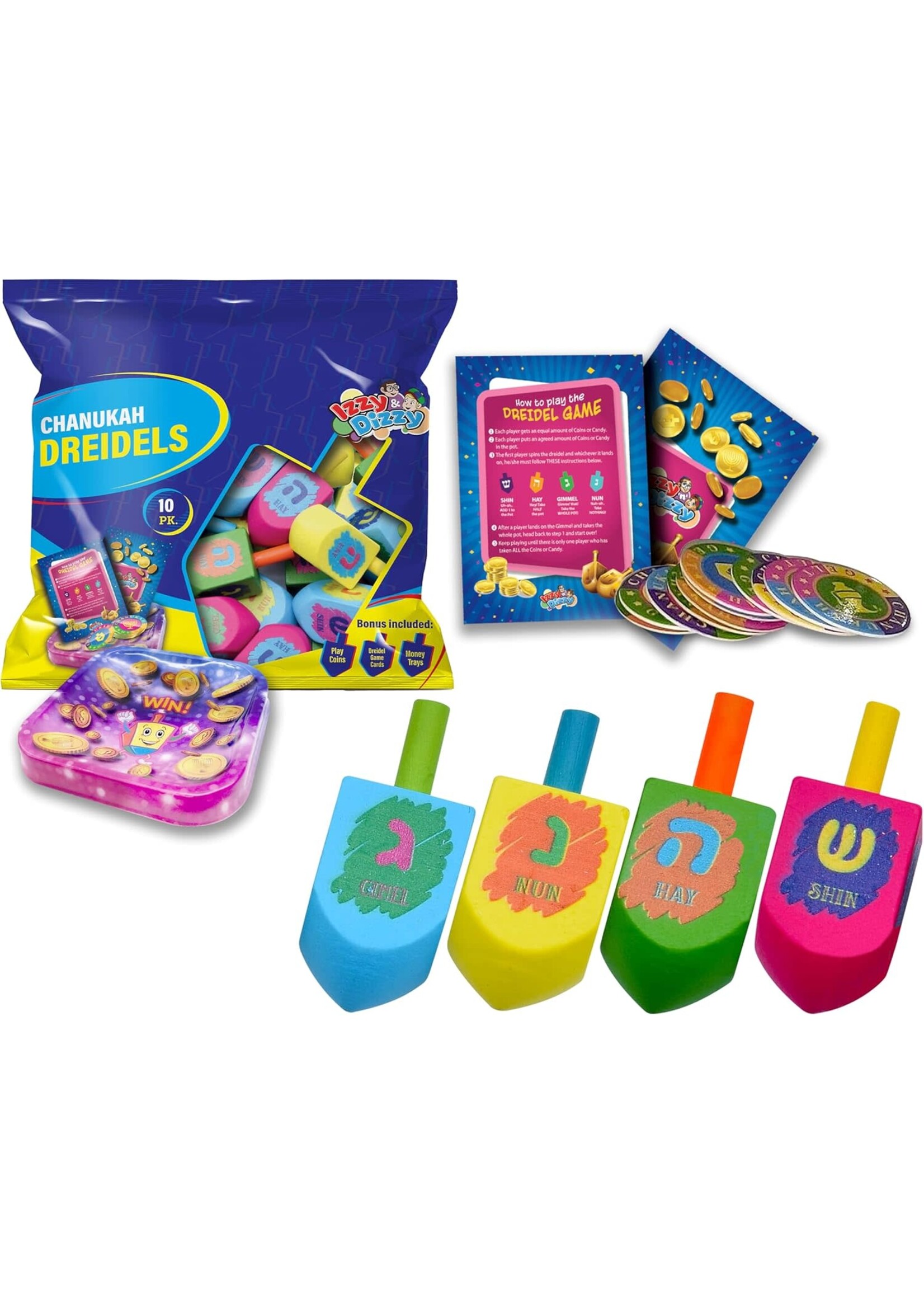 DREIDEL COLORFUL WOOD 10 PACK