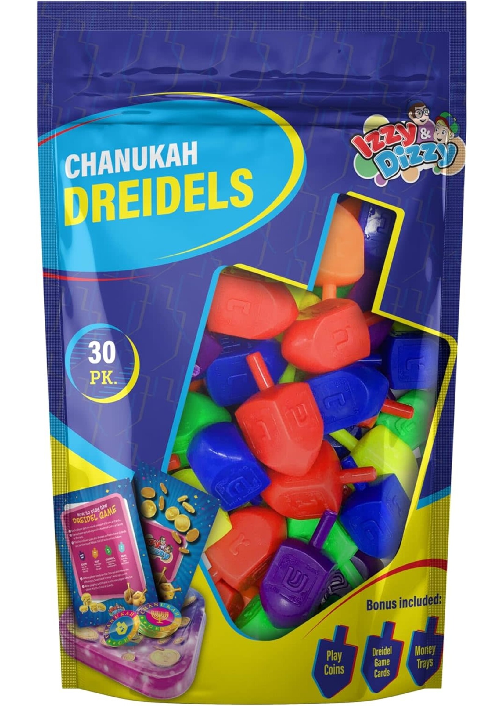 DREIDEL COLORFUL PLASTIC 30 PACK