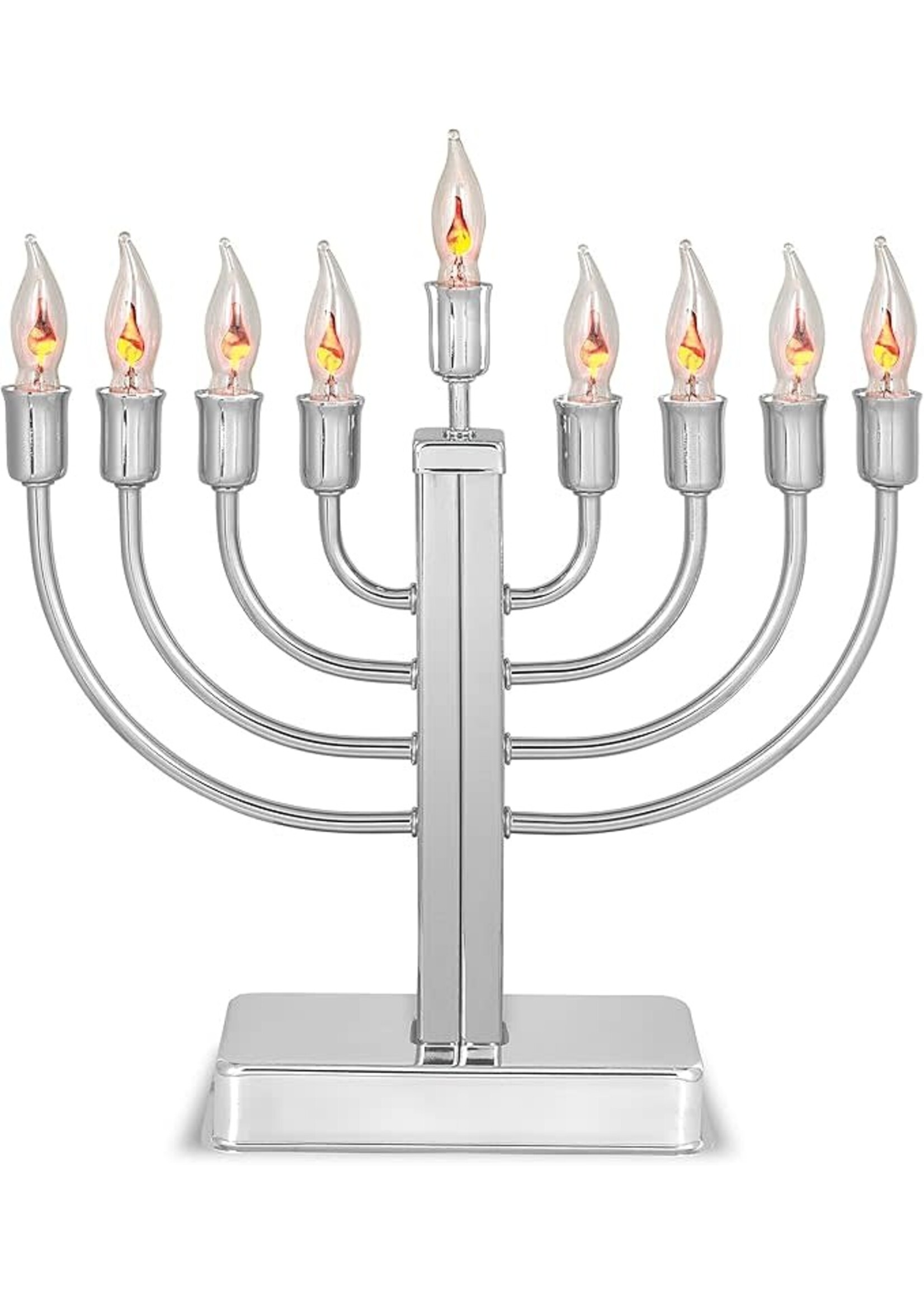 MENORAH ELECTRIC SILVERPLATED WITH FLICKERING BULBS