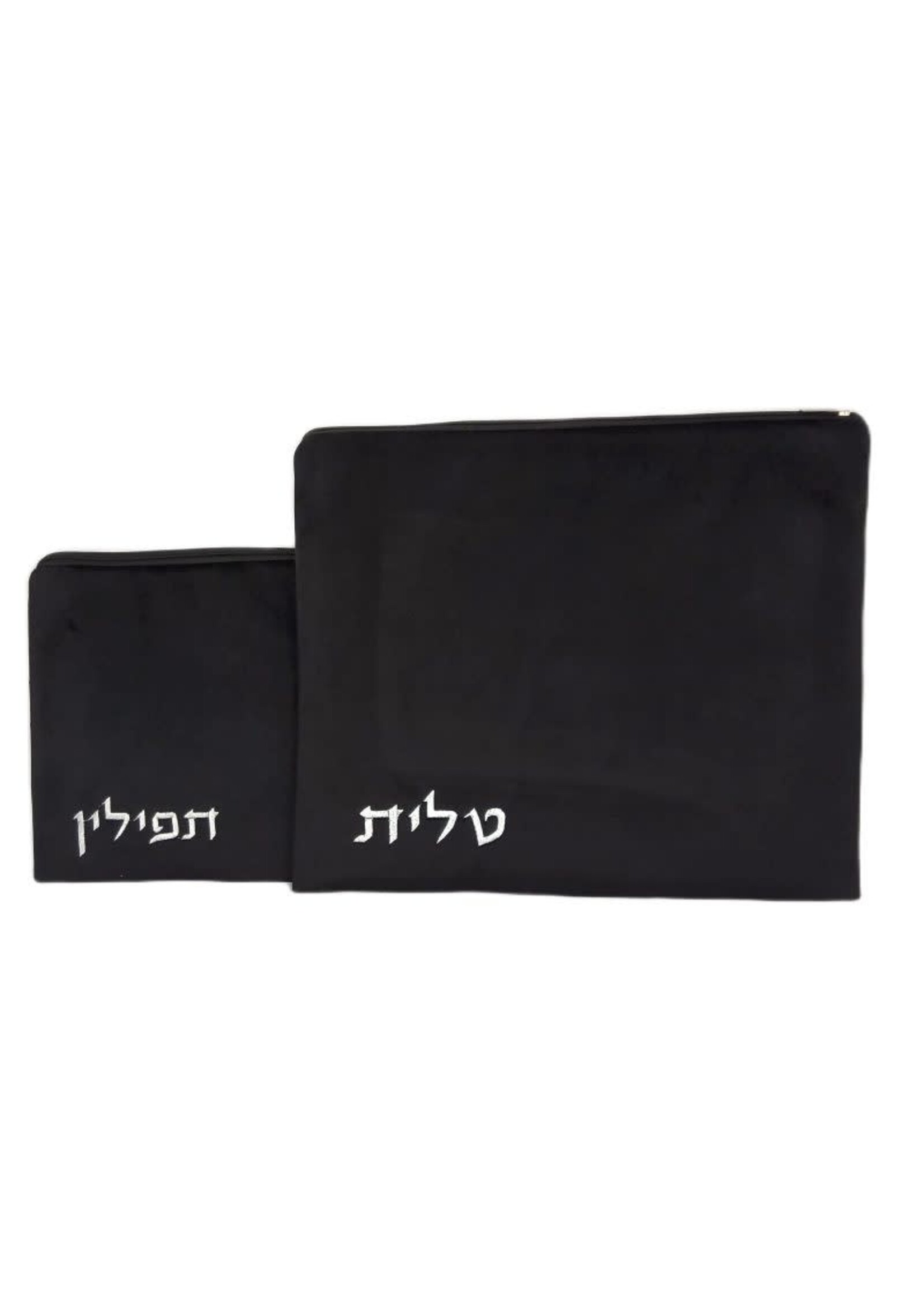 TALIT & TEFILLIN BAG SET BLACK PREMIUM  VELVET