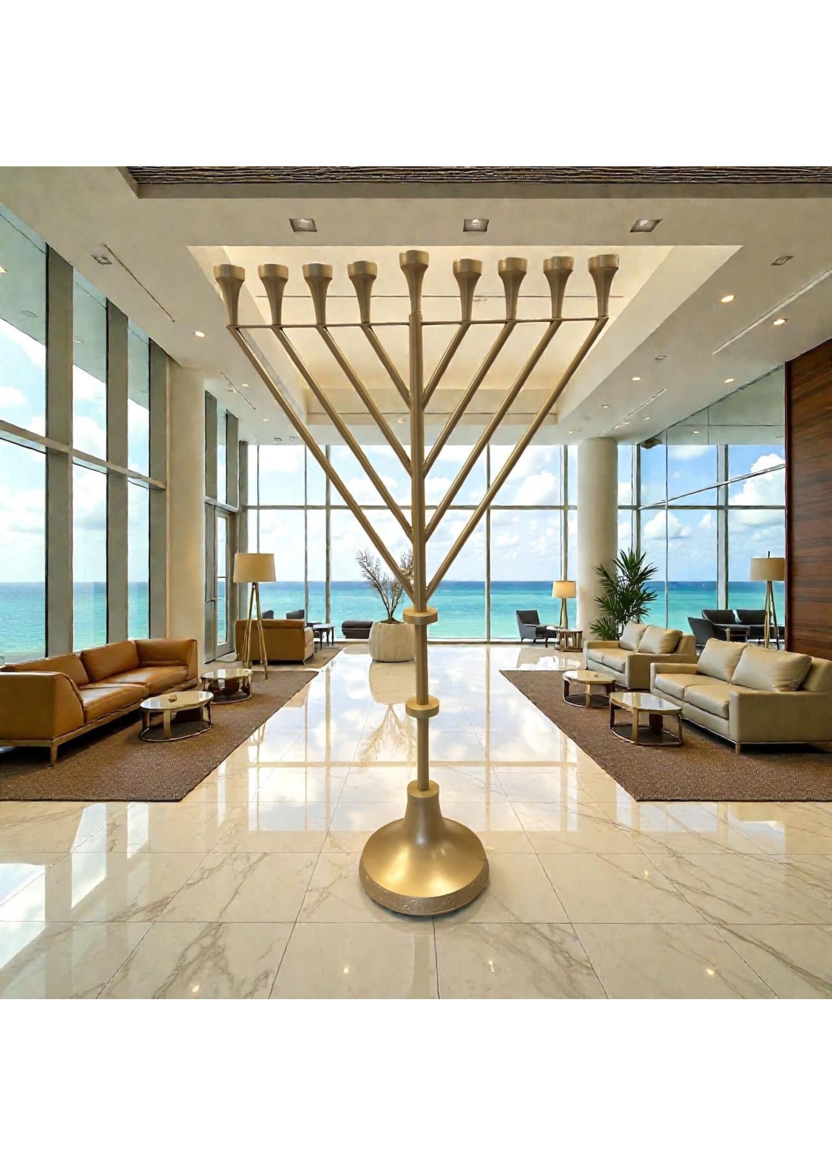 MENORAH RAMBAM GOLD - 6 FEET TALL
