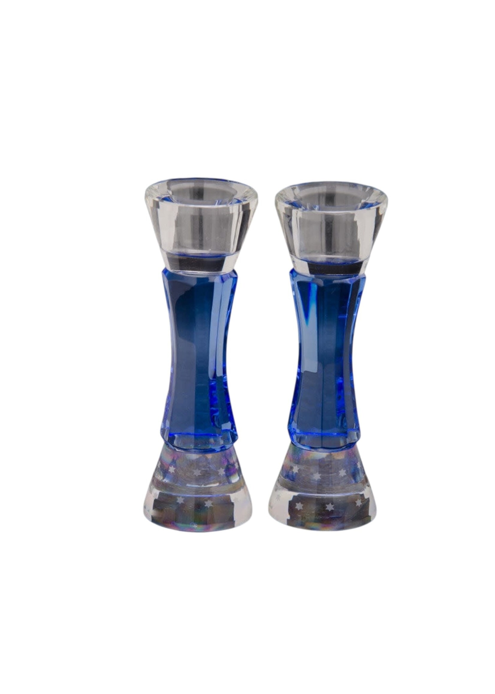 CANDLESTICKS CRYSTAL SMALL WITH STAR DETAILING-12CM