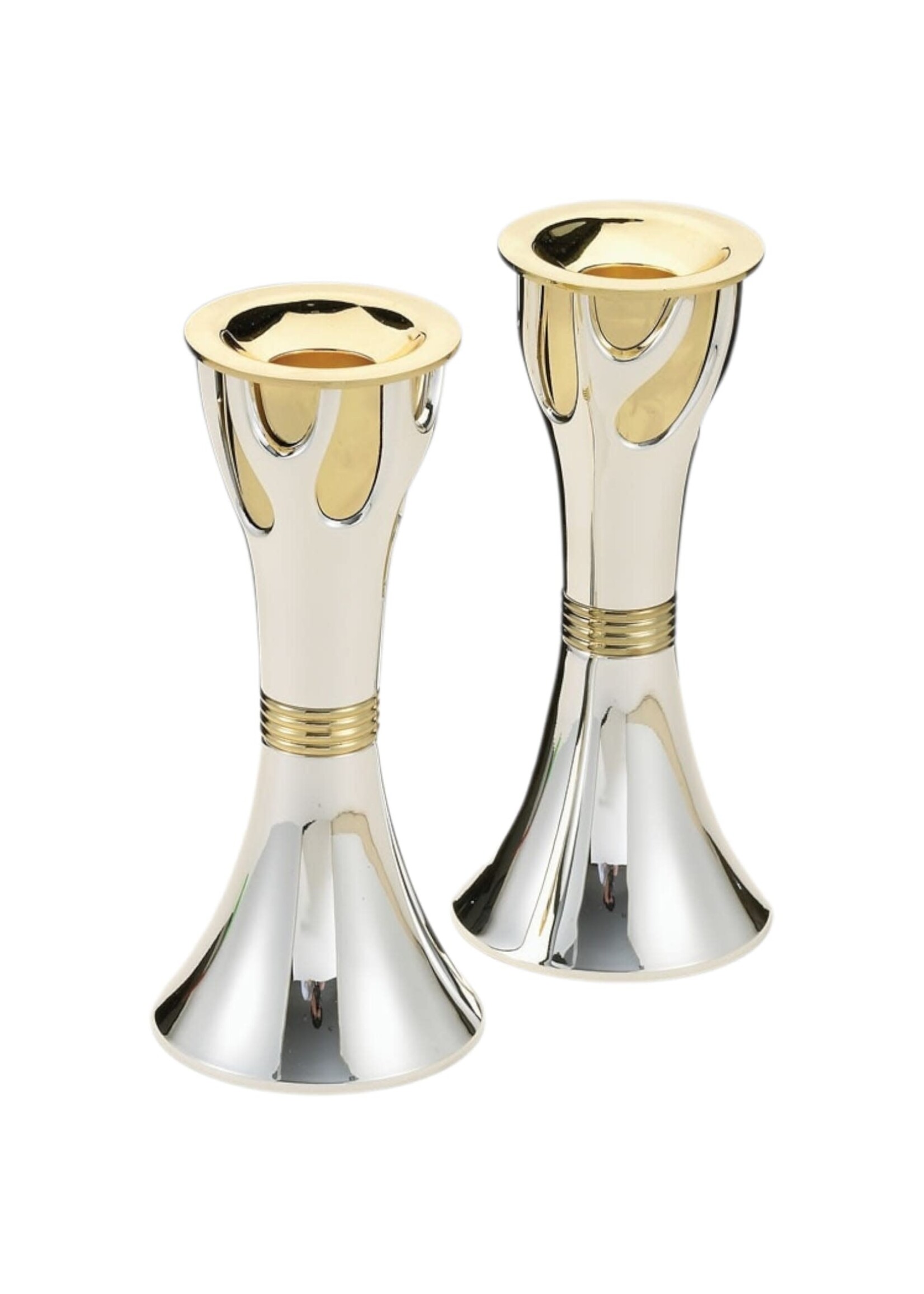 CANDLESTICKS TREE OF LIFE SILVER & GOLD PLATED 6"