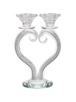 CANDELABRA CRYSTAL HEART WITH STONES 2 BRANCHES