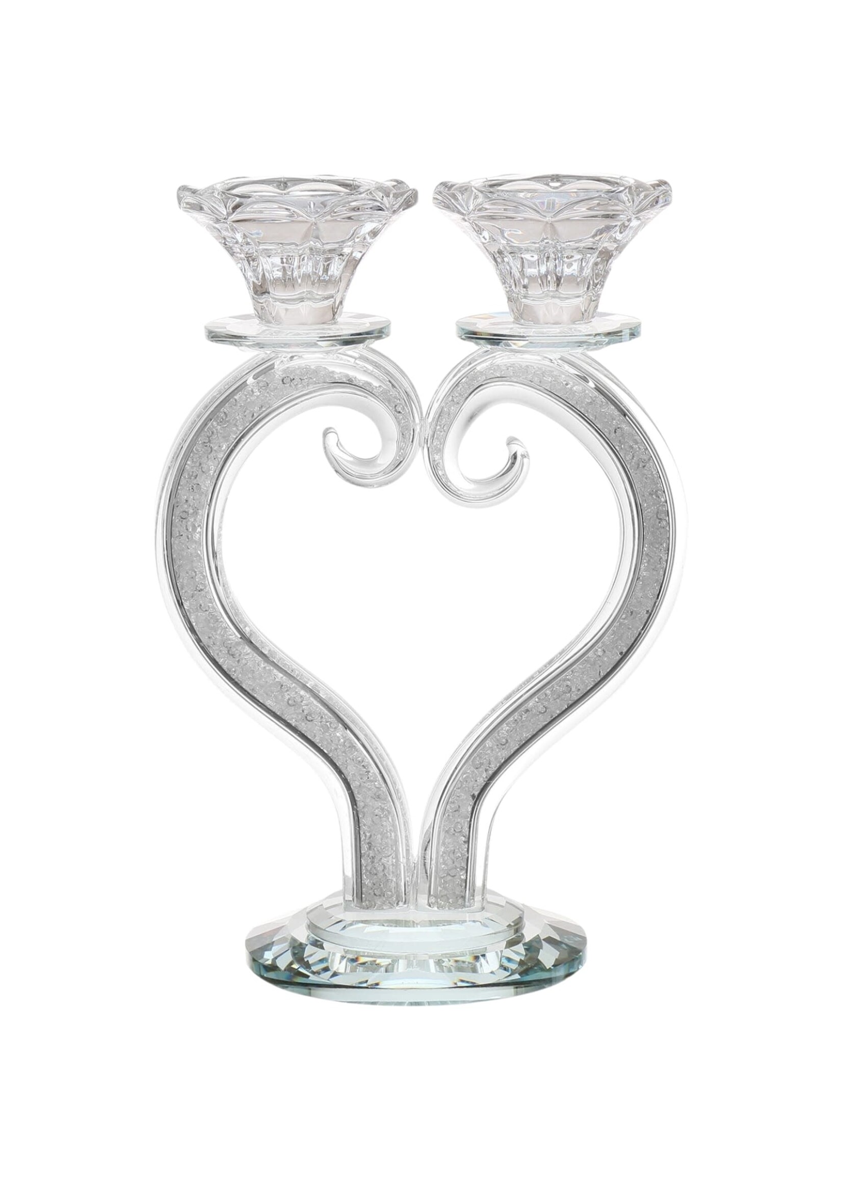 CANDELABRA CRYSTAL HEART WITH STONES 2 BRANCHES