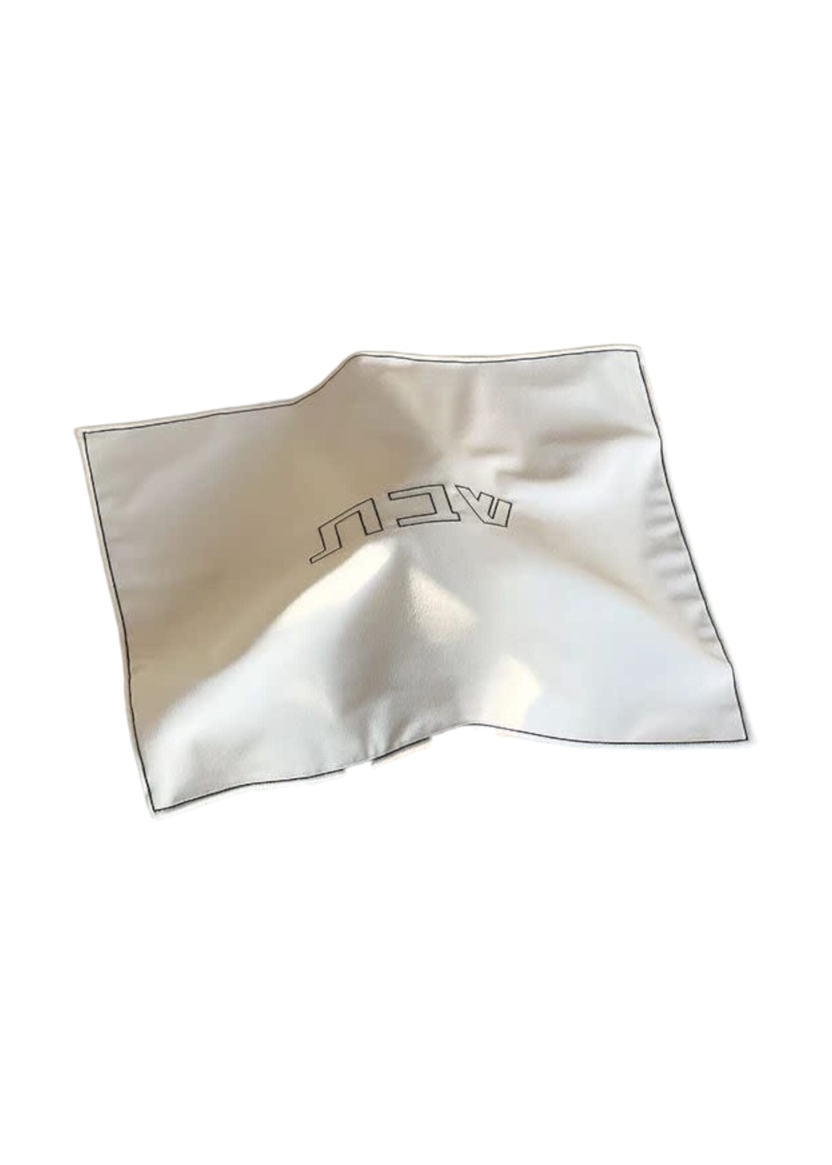 CHALLAH COVER WHITE CORDUROY BLACK "SHABBAT" EMBROIDERY