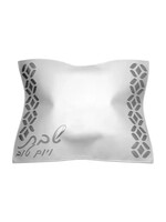 CHALLAH COVER LEATHERETTE LAZER CUT WHITE & SILVER