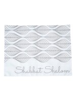 CHALLAH COVER  WHITE & SILVER LEAVES "SHABBAT SHALOM"