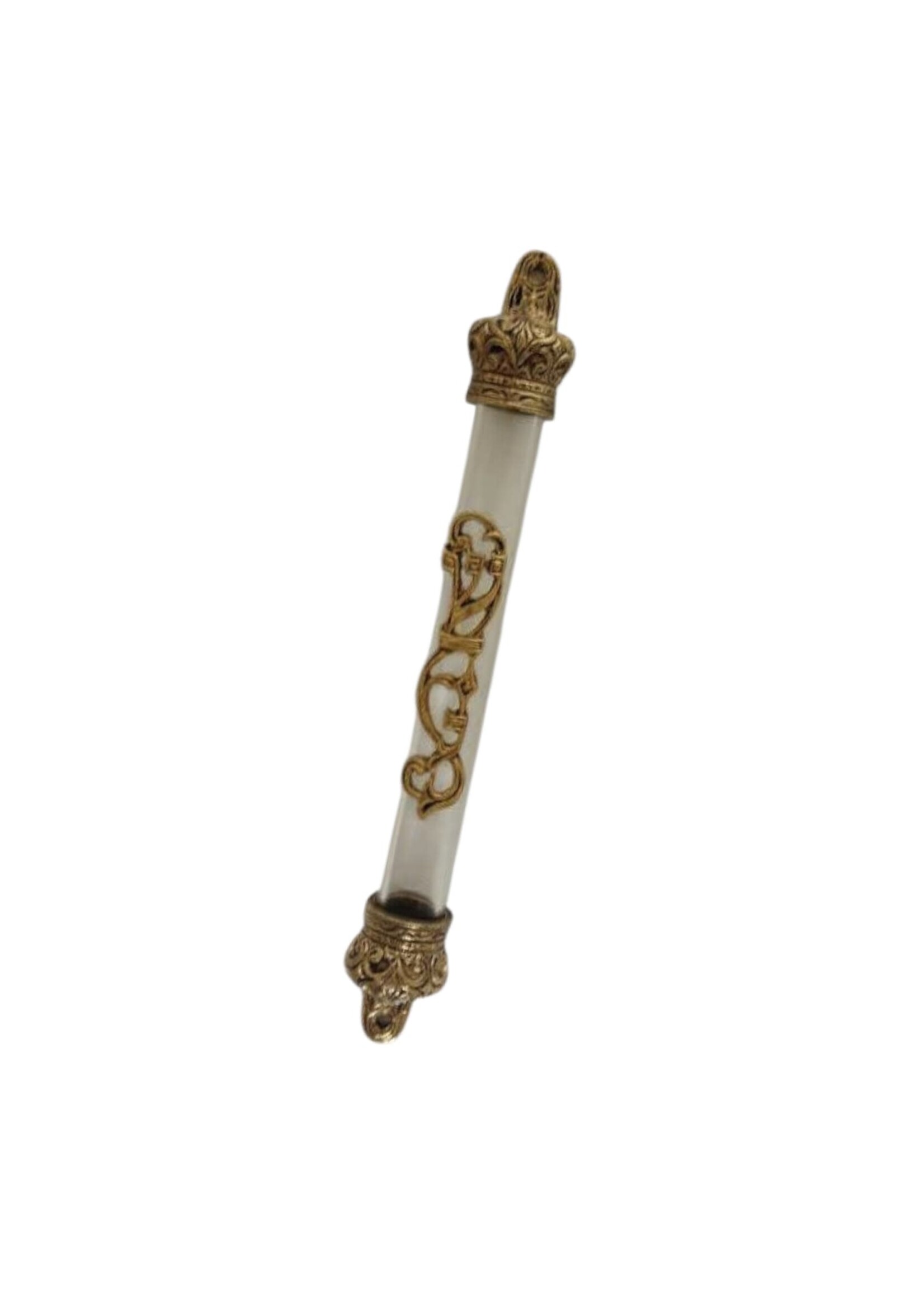 MEZUZAH TUBE WITH GOLD CROWN - 12CM