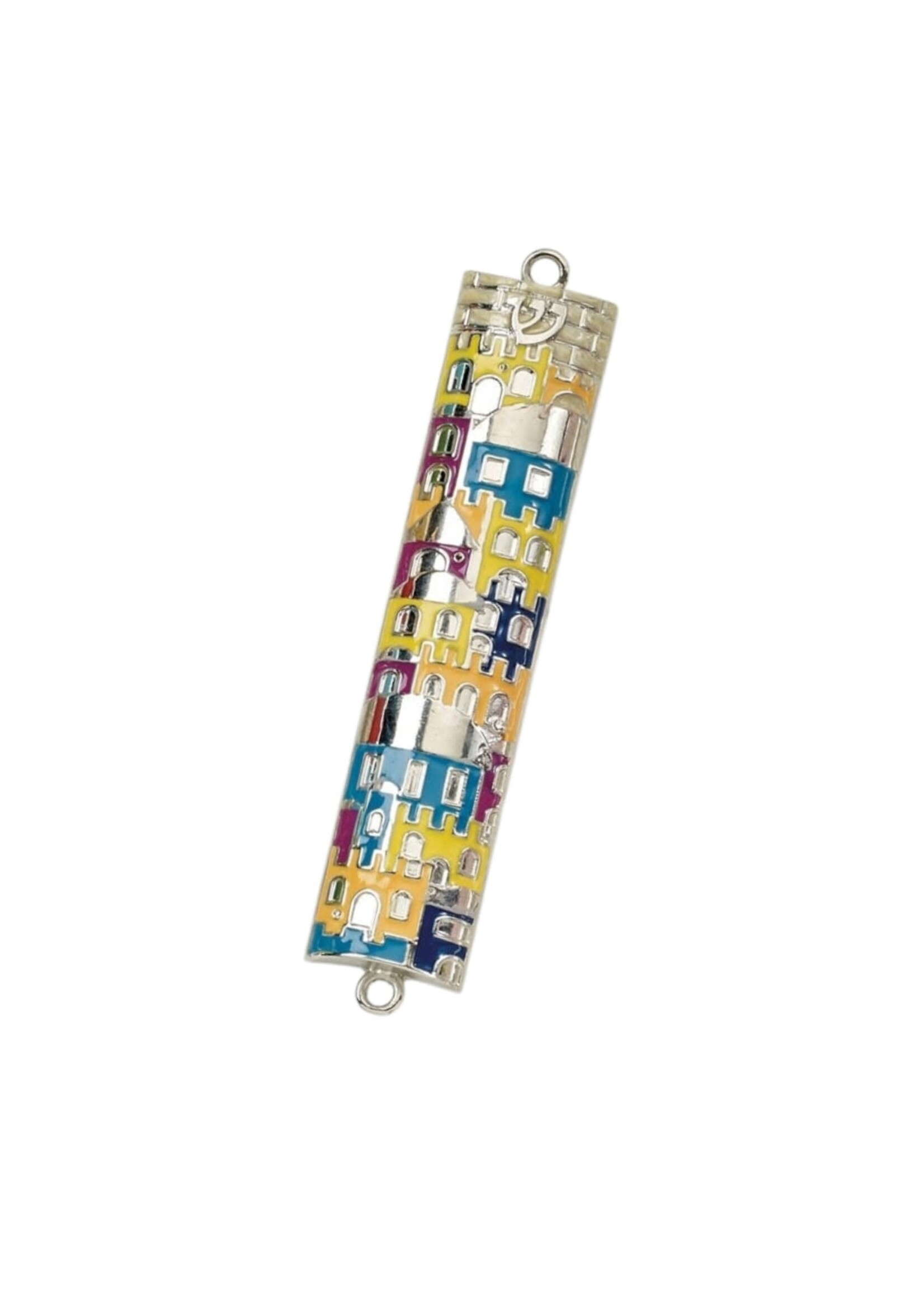 MEZUZAH COLORFUL ENAMEL JERUSALEM CITY