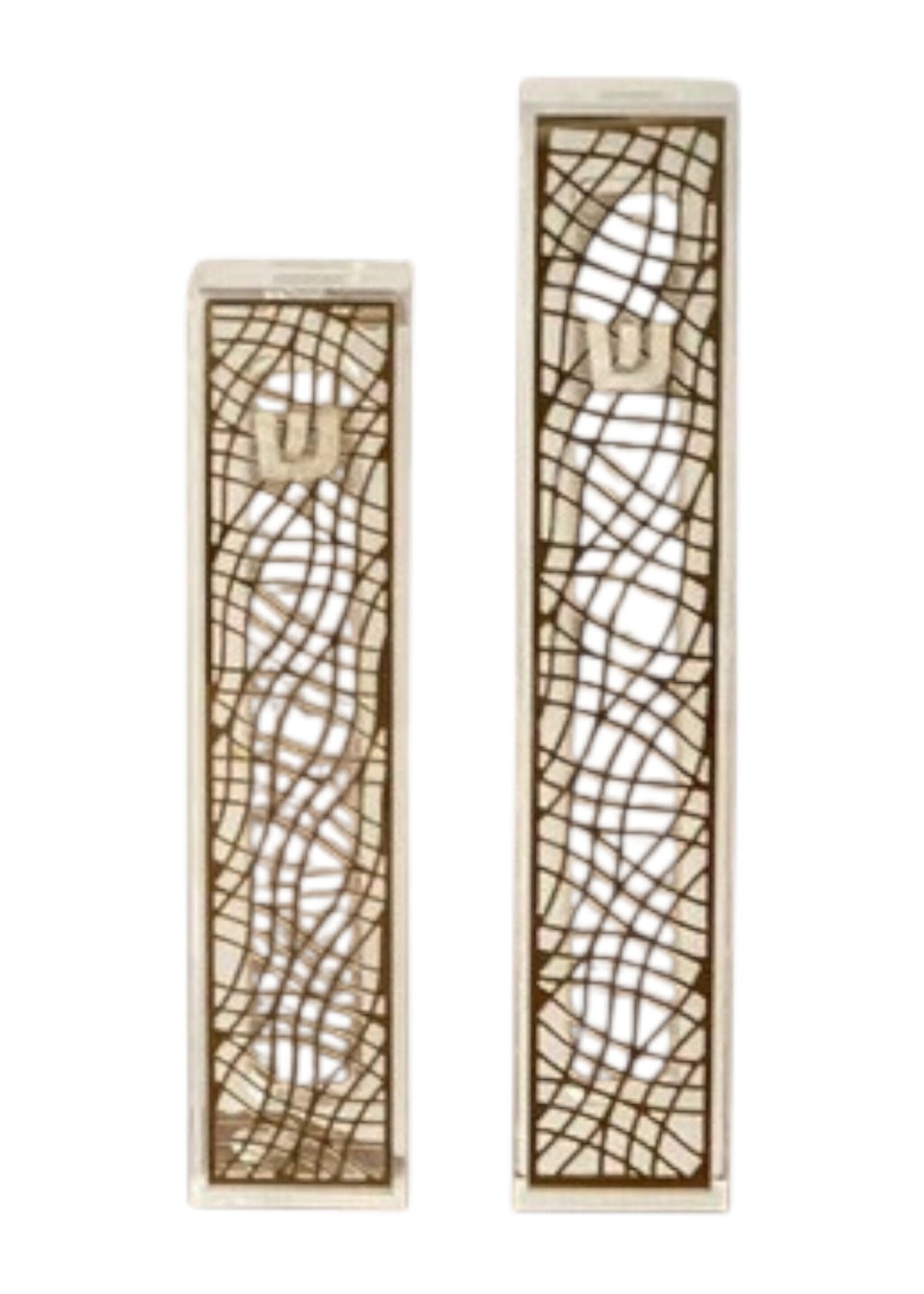 MEZUZAH ACRYLIC GOLD WAVE NET - 12 CM