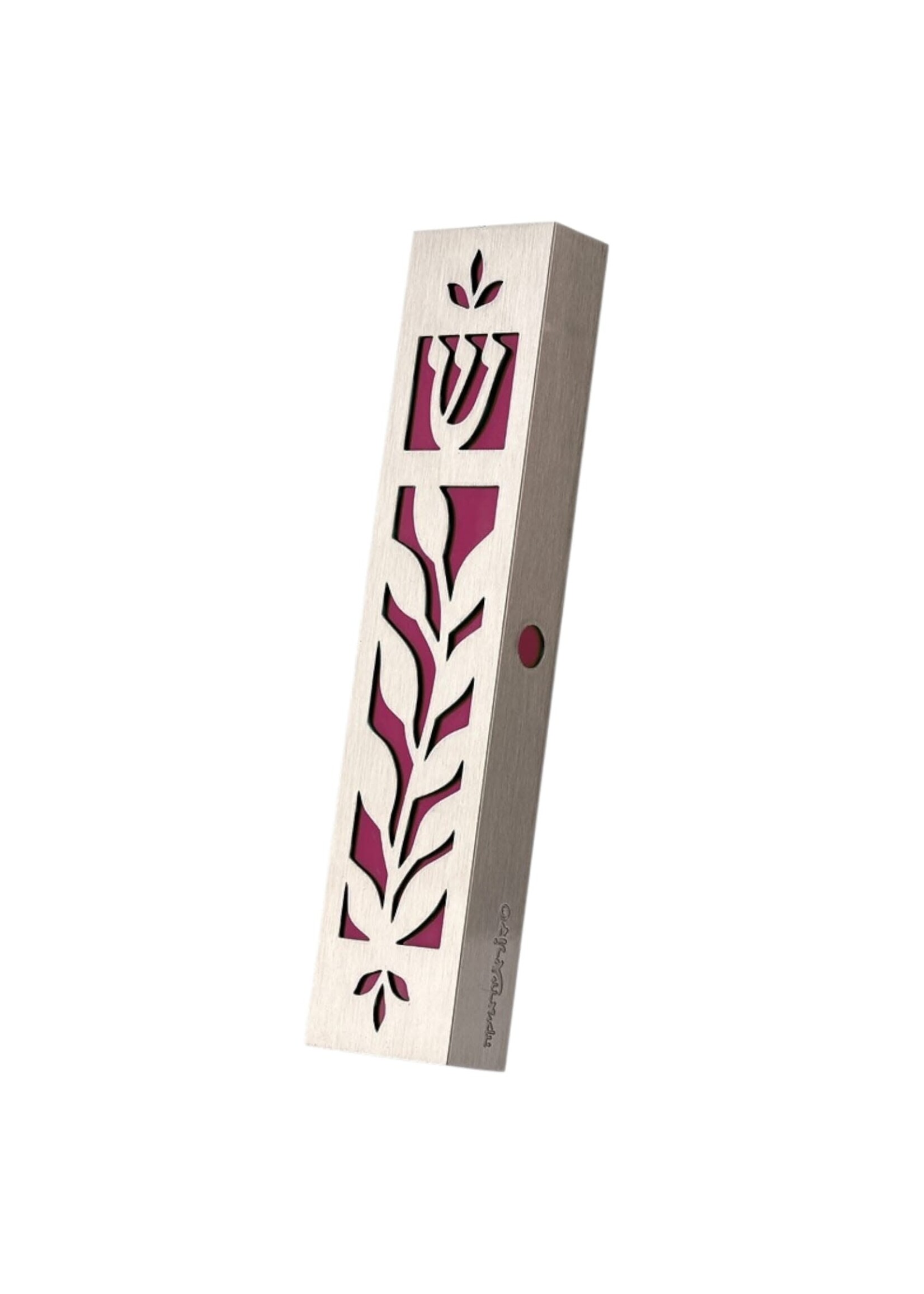 MEZUZAH LASER CUT BRANCH -BURGUNDY