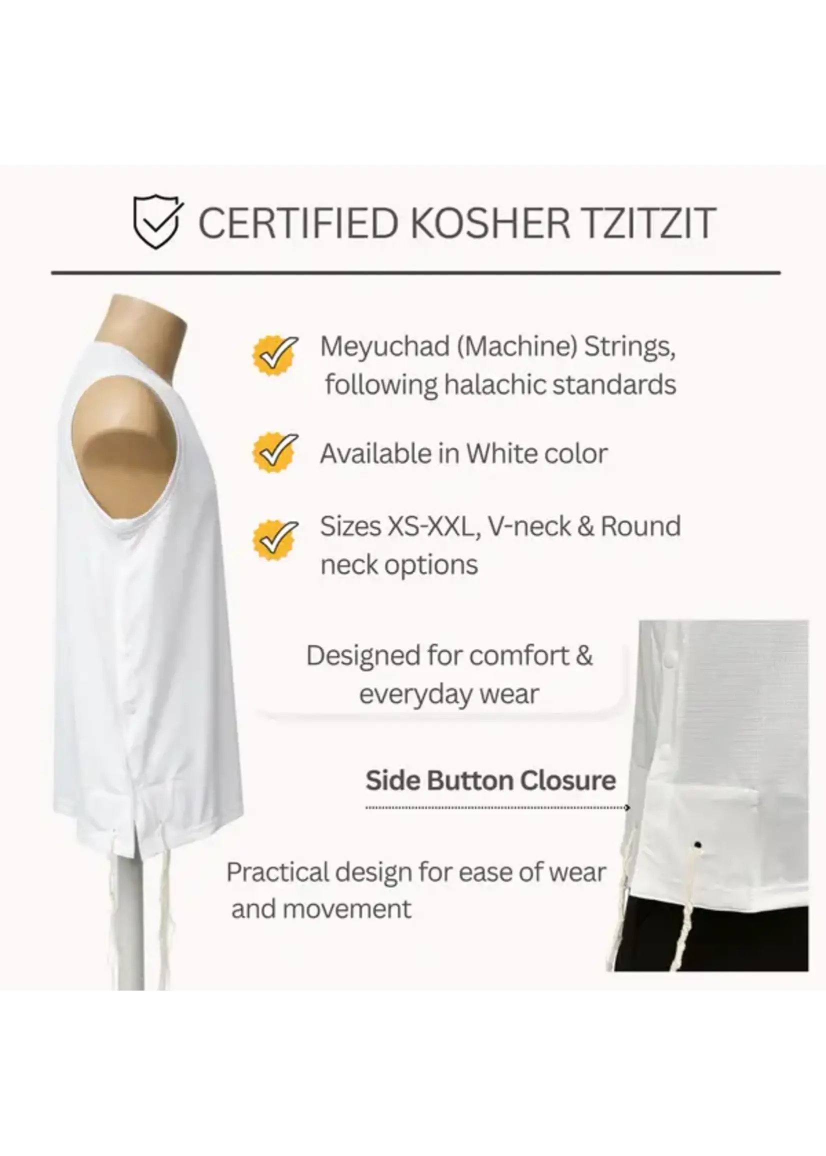 MMJ TZITZIS DRI-FIT TANK TOP ASHKENAZ ROUND NECK ADULT WHITE
