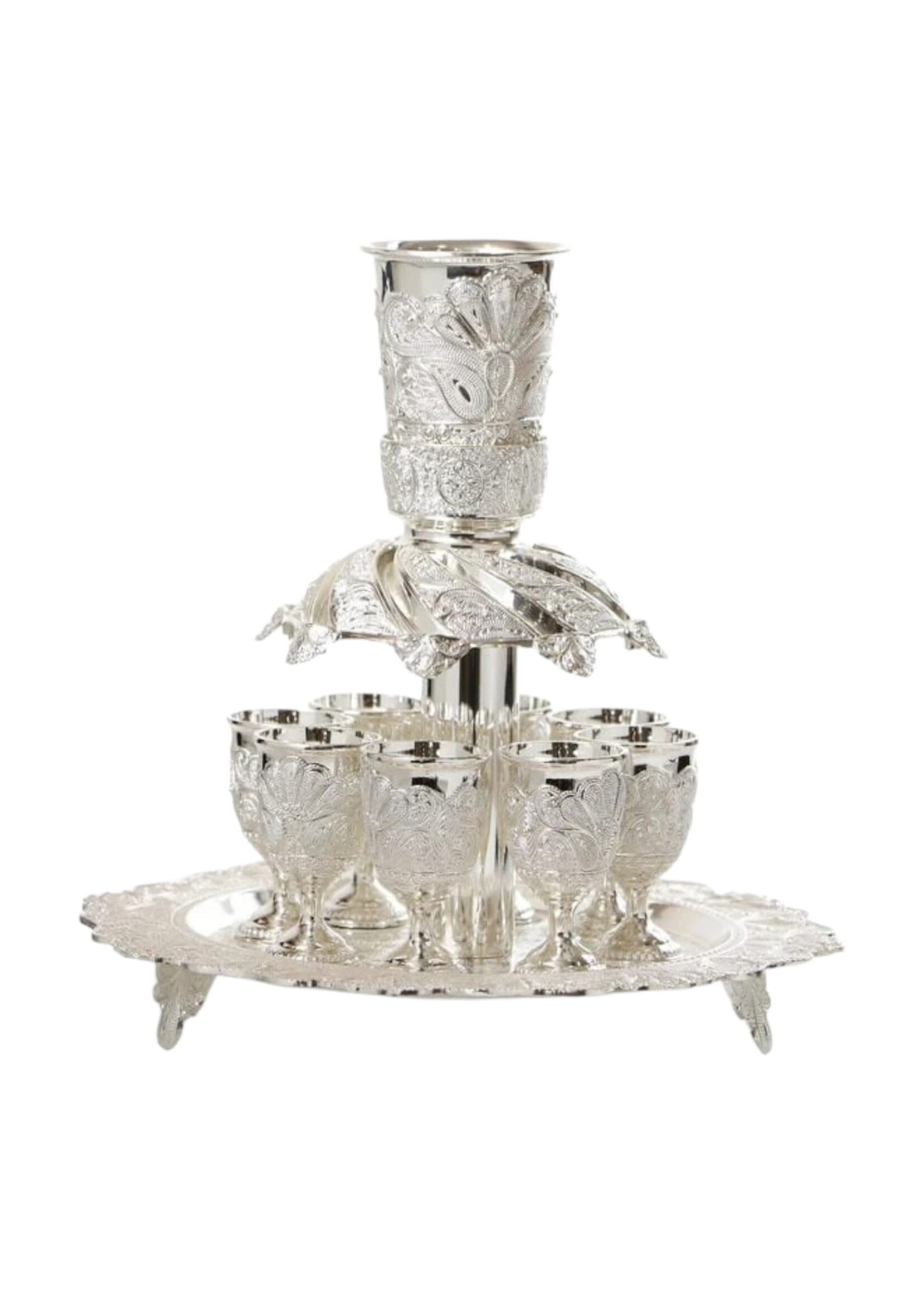 WINE FOUNTAIN FILIGREE SILVER PLATE 8 CUP