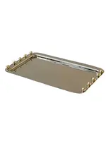 SHABBAT TRAY STAINLESS STEEL & GOLDEN BALLS