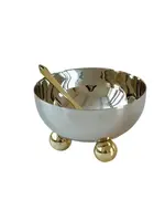 SALT DISH STAINLESS STEEL & GOLDEN BALLS - 3.1" x 3.1" x 1.6"