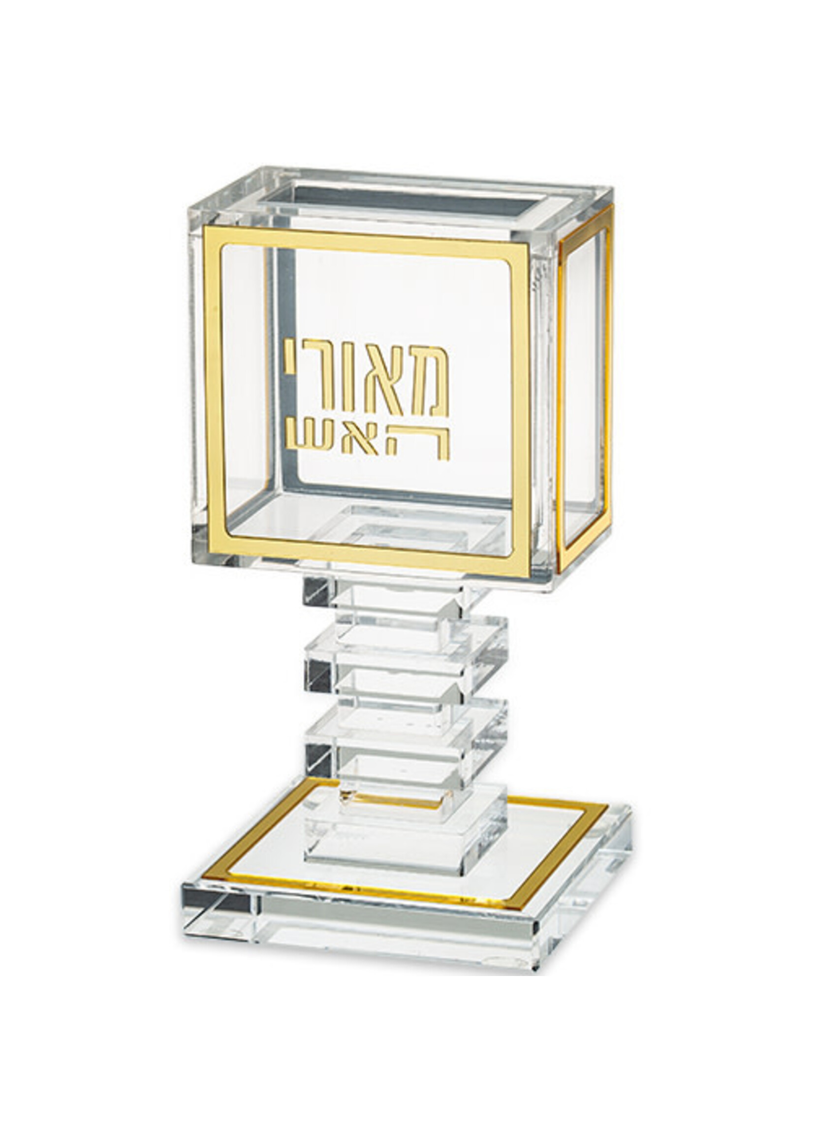 HAVDALAH CANDLE HOLDER ACRYLIC GOLD LETTERING