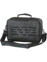 TALLISTRAVEL BAG BLACK FAUX LEATHER BLACK KOHEN BLESSING EMBROIDERY
