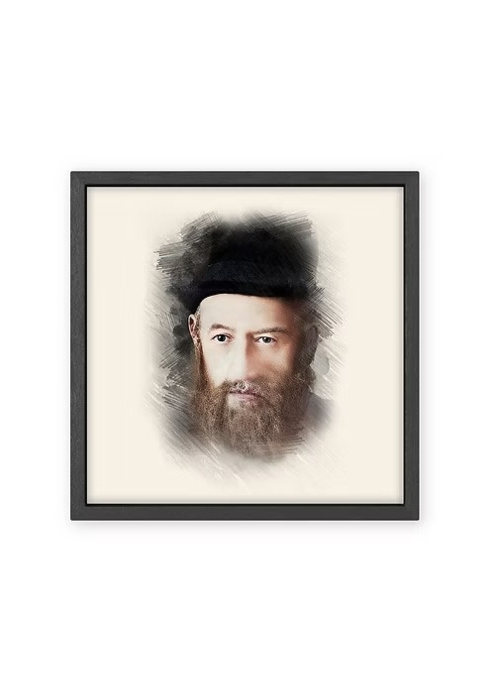 THE REBBE RASHAB COLOR PORTRAIT IN BLACK FRAME  8" X 8"